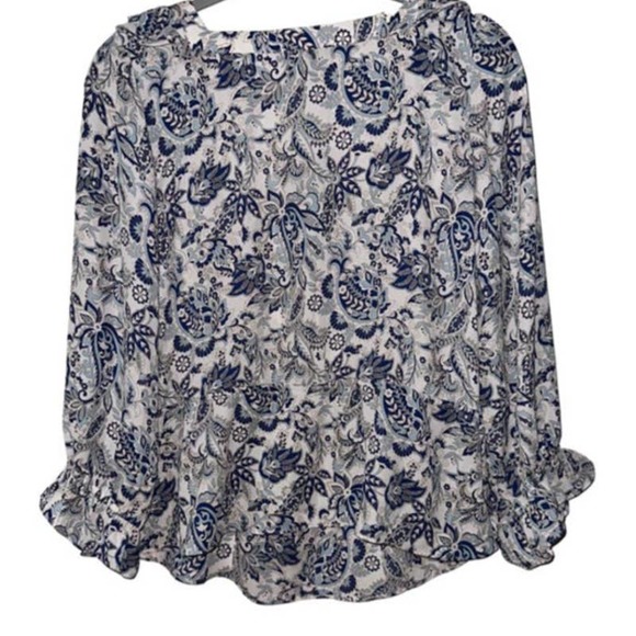 ECLAIR BLUE PAISLEY RUFFLED TIE WAIST LIGHTWEIGHT MEDIUM - Picture 2 of 4